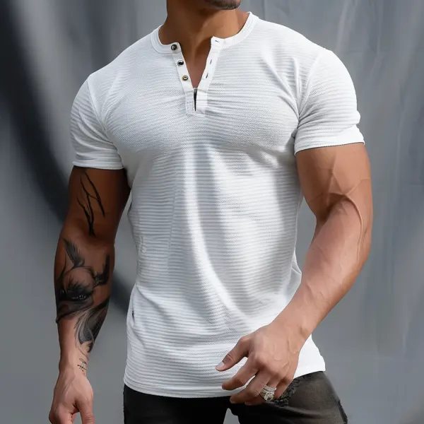 Men's Leisure Fitness Tight T-shirt - Fineyoyo.com 