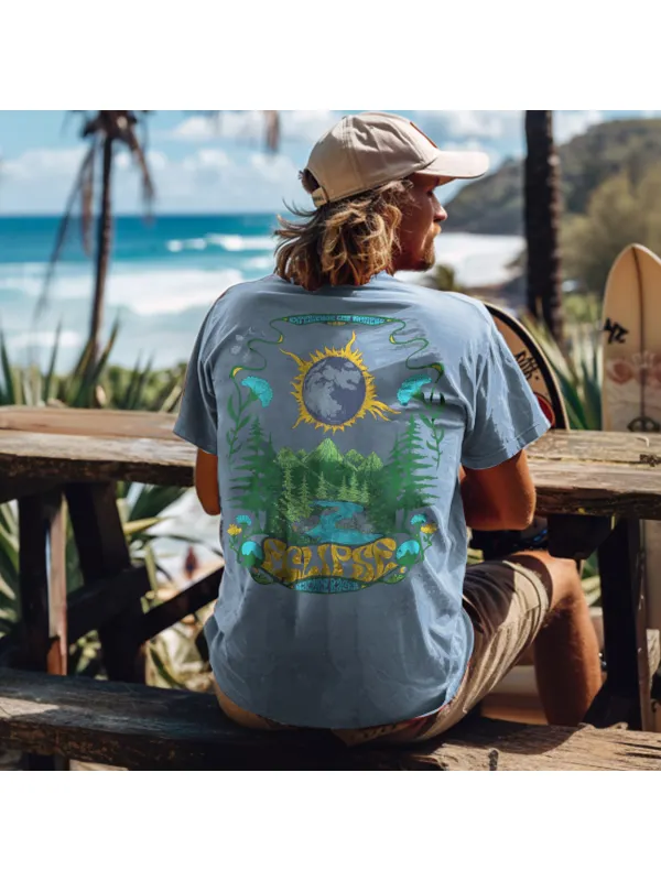 Unisex Vintage Holiday Sun Print Surfwear Printed T-Shirt - Anrider.com 