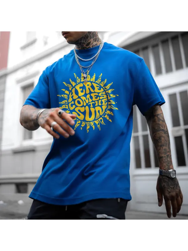 Unisex Casual Here Comes The Sun Printed T-shirt - Spiretime.com 