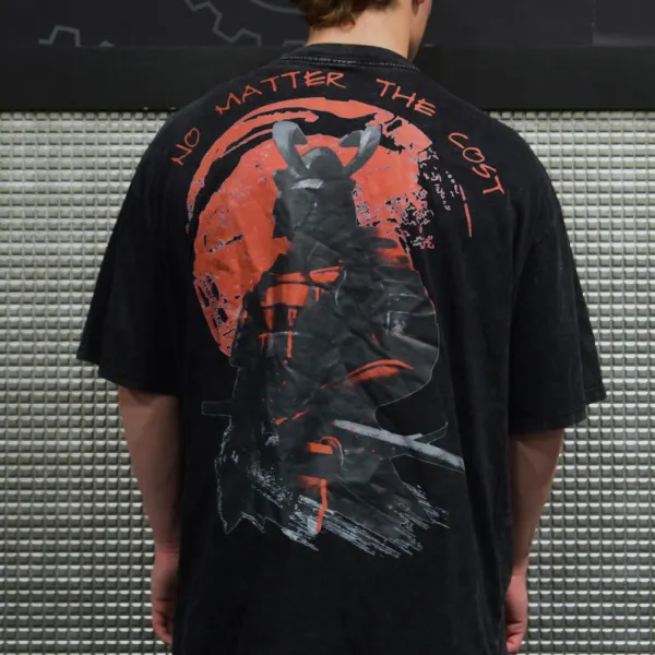 Samurai Printed Loose T-shirt - Dozenlive.com 