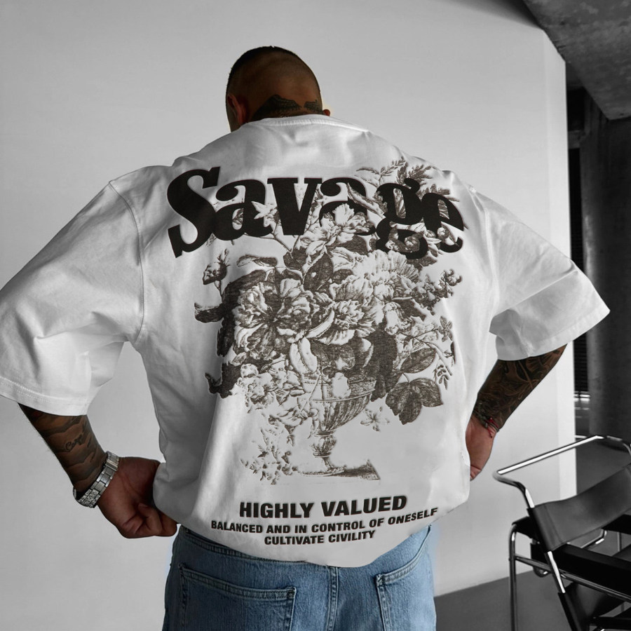

Letter Flower Casual T-shirt