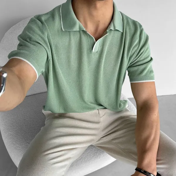 Casual Knitted Polo Shirt - Yiyistories.com 