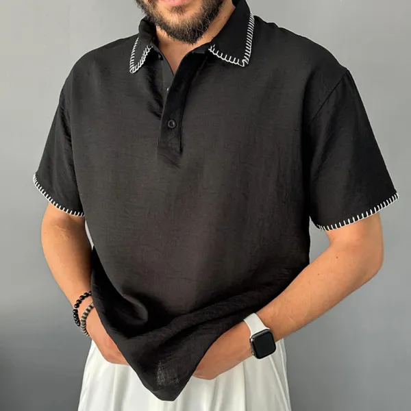 Men's Contrast Casual Polo Shirt - Yiyistories.com 