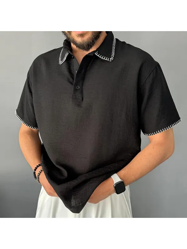 Men's Contrast Casual Polo Shirt - Timetomy.com 