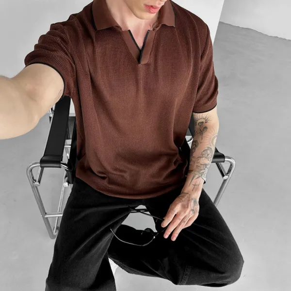 Casual Knitted Polo Shirt - Yiyistories.com 