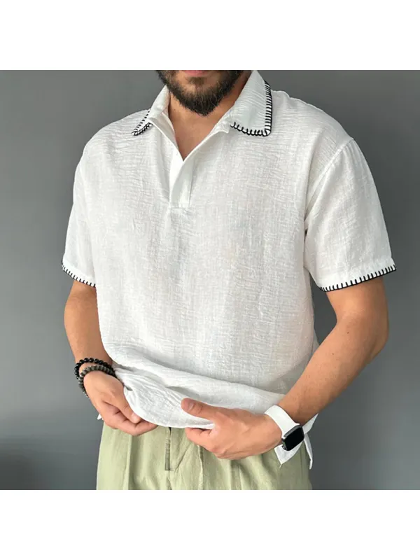 Men's Contrast Casual Polo Shirt - Ootdmw.com 