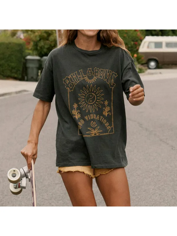 Casual Vintage Print Surf T-Shirt - Ootdmw.com 