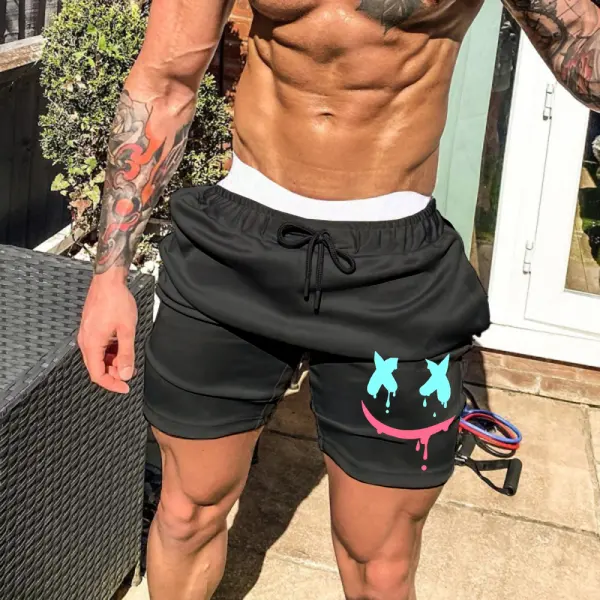 Smile Print Casual Sports Surf Shorts - Ootdyouth.com 