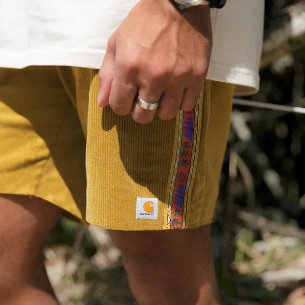 Corduroy Surf Shorts Unisex Street Retro Skateboard Shorts - Yiyistories.com 