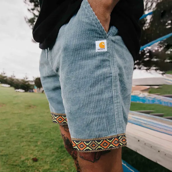 Corduroy Surf Shorts Unisex Street Retro Skateboard Shorts - Nicheten.com 