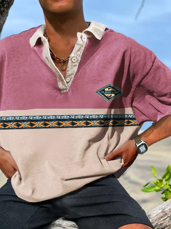 Unisex Vintage Quik Surf Splicing Polo Shirt - Menbarn.com 