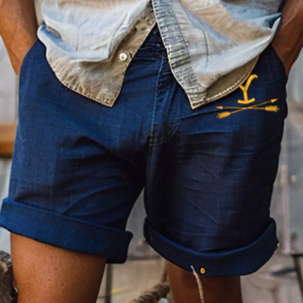 Men's Vintage Yellowstone Farm Casual Cotton And Linen Shorts - Wayrates.com 