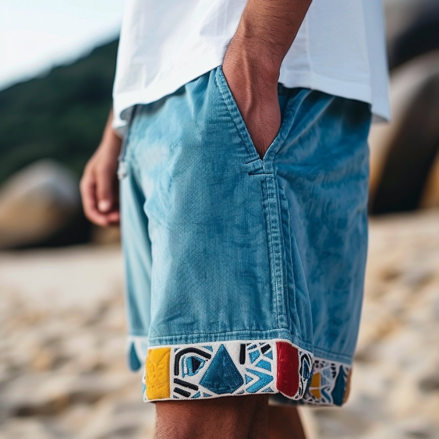

Retro Casual Corduroy Shorts Holiday Surf Shorts Skateboard Shorts
