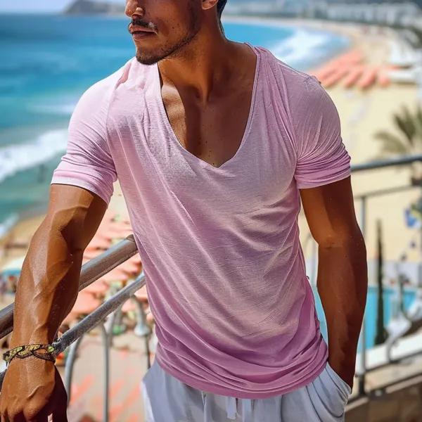 Men's Holiday Slim Fit Basic Plain Casual T-shirt - Albionstyle.com 