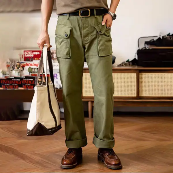 Men's Cargo Pants Vintage Multi-Pockets Outdoor Full Length Casual Daily Work Trousers - Dozenlive.com 