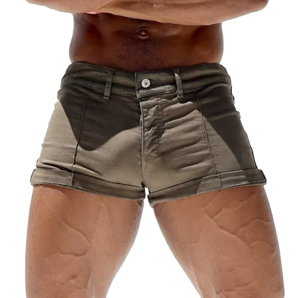 Men's Skinny Stretch Button Zip Shorts - Keymimi.com 