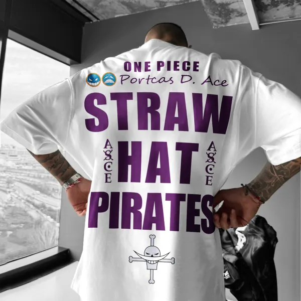 Straw Hat Pirates Unisex Casual Oversized Anime Print T-Shirt ASCE T-Shirt - Spiretime.com 
