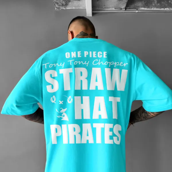 Straw Hat Pirates Unisex Casual Oversized Anime Print T-Shirt - Spiretime.com 