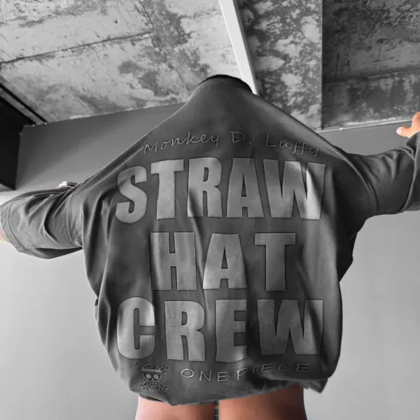 Straw Hat Crew Unisex Casual Oversized Anime Print T-Shirt - Spiretime.com 