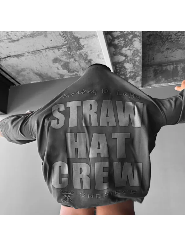 Straw Hat Crew Unisex Casual Oversized Anime Print T-Shirt - Anrider.com 