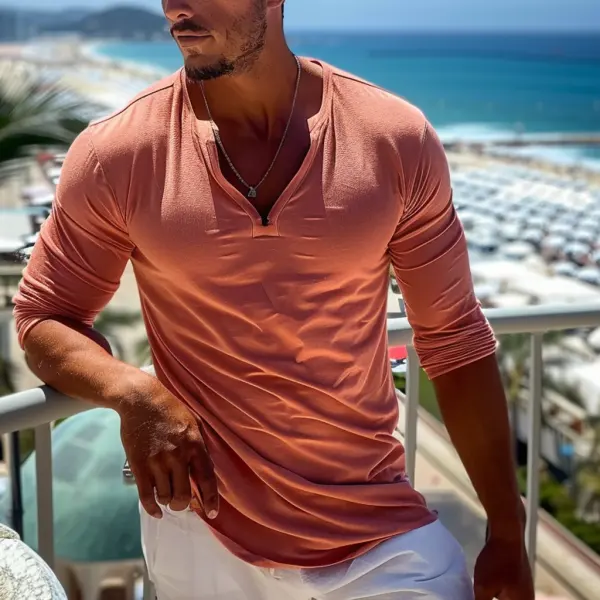 Men's Holiday Lightweight Sunscreen Basic Long Sleeve T-shirt - Bustalent.com 