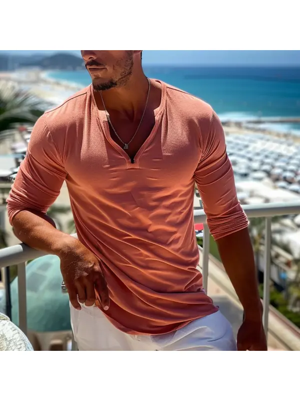 Men's Holiday Lightweight Sunscreen Basic Long Sleeve T-shirt - Timetomy.com 