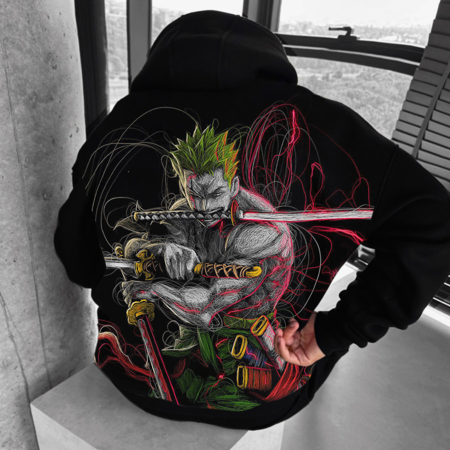 

Unisex Oversized Anime Print Hoodie