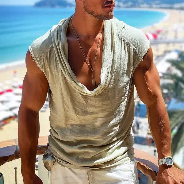 Men's Holiday Plain Casual Sleeveless Tank Top - Yiyistories.com 