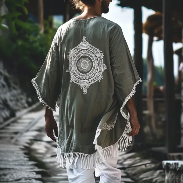 Mens Linen Resort Bohemian Casual Robe - Localziv.com 