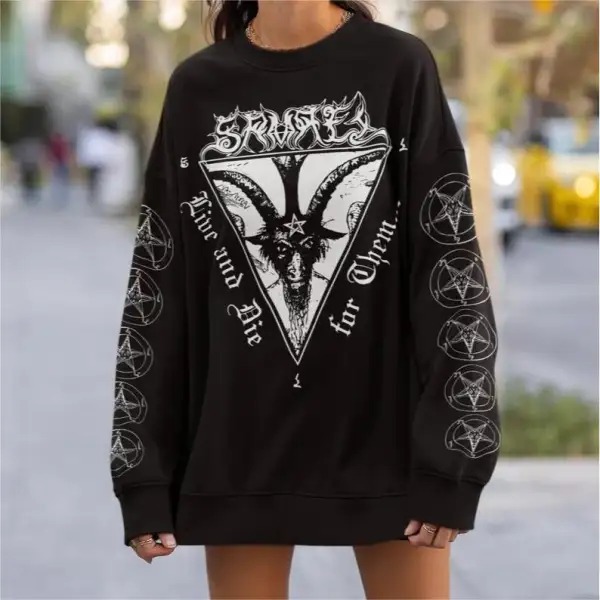 Oversized Anime Print Hoodie Black Trend - Yiyistories.com 