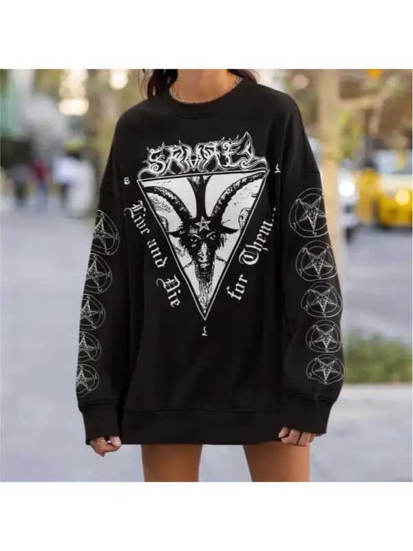 Oversized Anime Print Hoodie Black Trend - Timetomy.com 