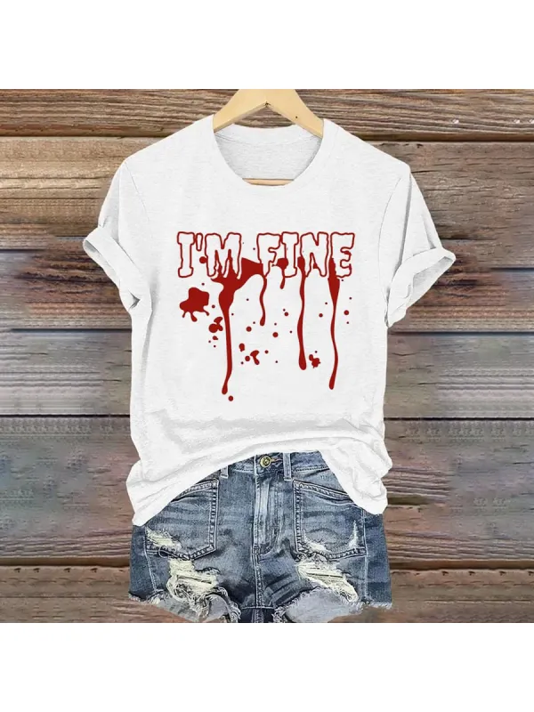 Womens IM Fine Blood Print Casual T-shirt - Timetomy.com 