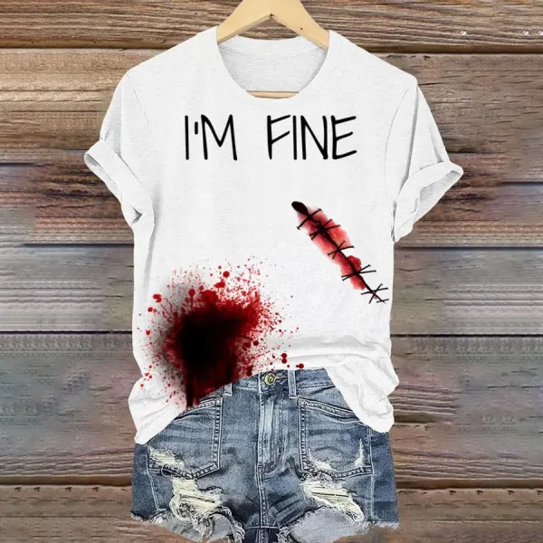 Women's Halloween Im Fine Printed Casual T-Shirt - Anurvogel.com 