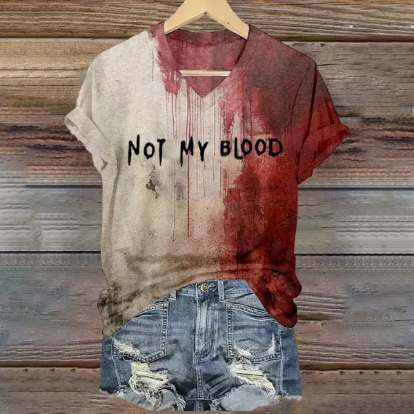 Womens Bloody Halloween Print Casual T-Shirt - Nicheten.com 