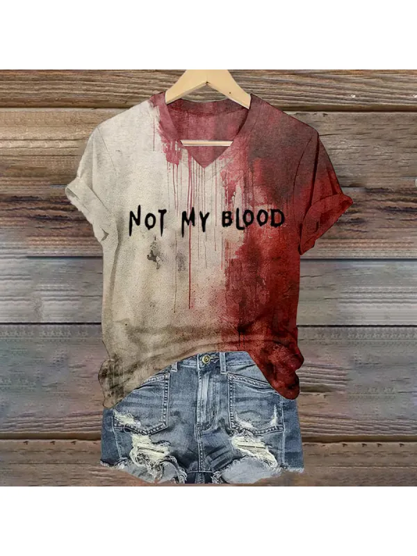 Womens Bloody Halloween Print Casual T-Shirt - Anrider.com 