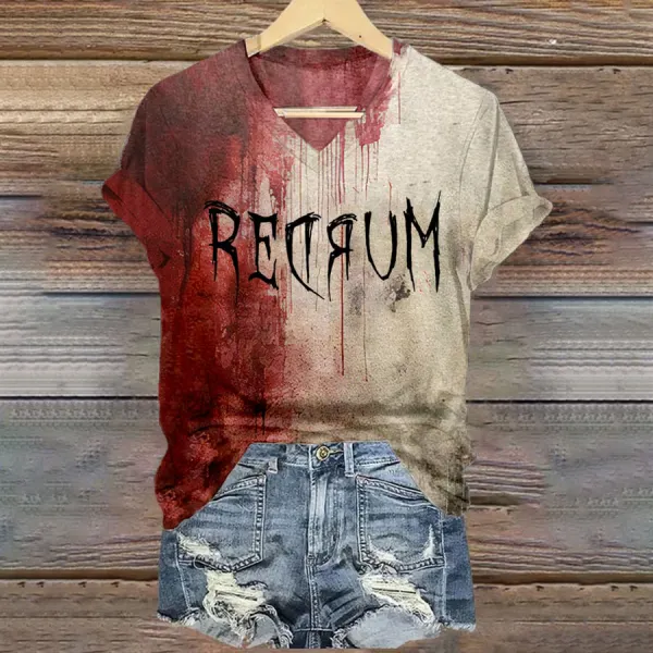 Women's Bloody Halloween Print Casual T-Shirt - Anurvogel.com 