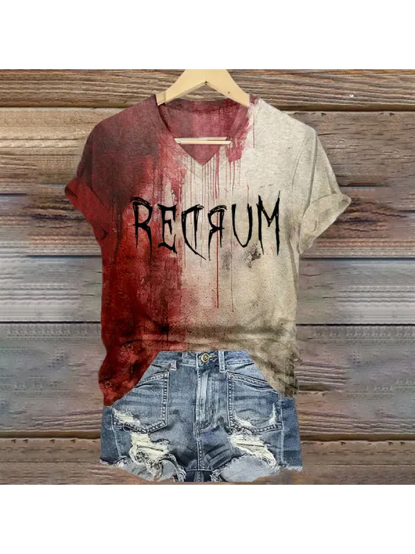 Women's Bloody Halloween Print Casual T-Shirt - Anrider.com 