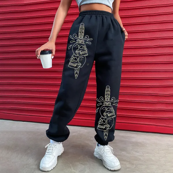 Fun Skull Pattern Casual Pants Women's Jogging Pants - Yiyistories.com 