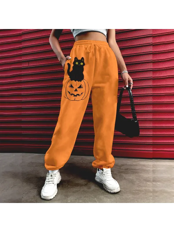 Halloween Pattern Women's Casual Pants Drawstring Pants Jogging Pants Casual - Ootdmw.com 