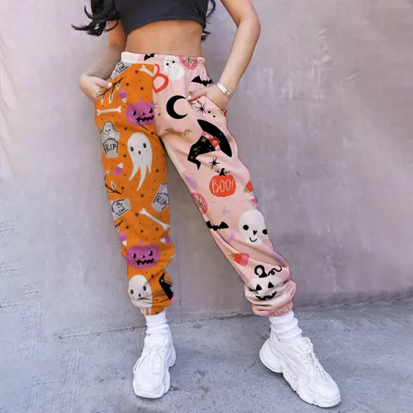 Halloween Pattern Women's Casual Pants Drawstring Pants Jogging Pants Casual - Elementnice.com 