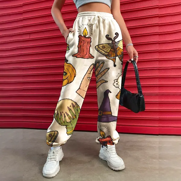 Halloween Pattern Women's Casual Pants Drawstring Pants Jogging Pants Casual - Elementnice.com 