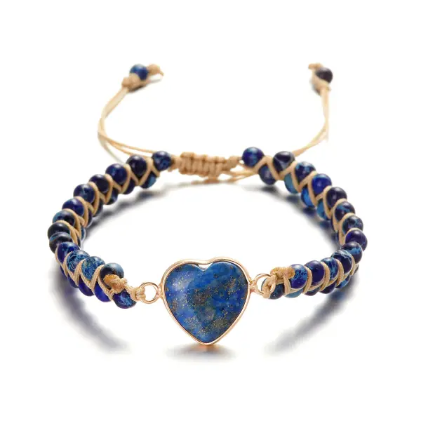 Unisex Hand-woven Heart-shaped Imperial Stone Natural Stone Bracelet - Yiyistories.com 