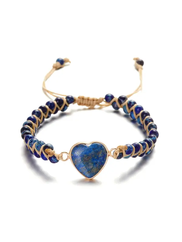 Unisex Hand-woven Heart-shaped Imperial Stone Natural Stone Bracelet - Localziv.com 