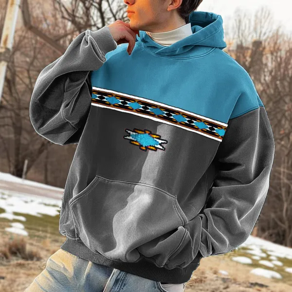 Unisex Vintage Akzi Splicing Calor Polo Hoodie - Mushope.com 