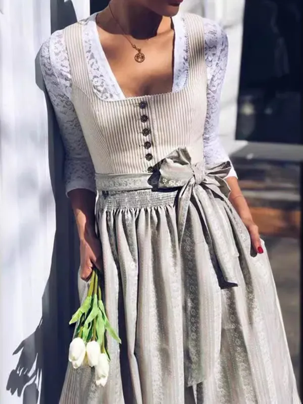 German Dress Oktoberfest Dirndl Skirt With Apron - Pragmaace.com 