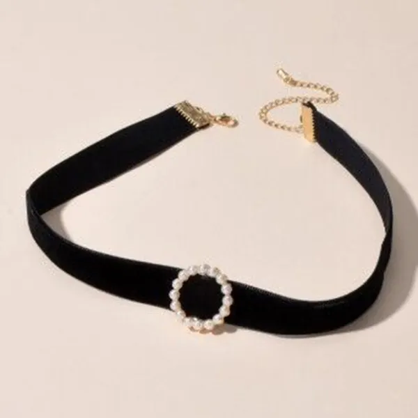 Velvet Neckband Pearl Necklace - Yiyistories.com 