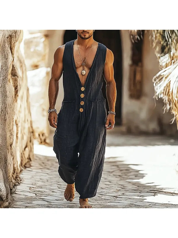Men's Holiday Casual Sleeveless Jumpsuit - Localziv.com 
