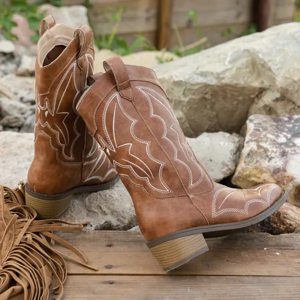 Womens Vintage Embroidered High Western Boots - Trisunshine.com 