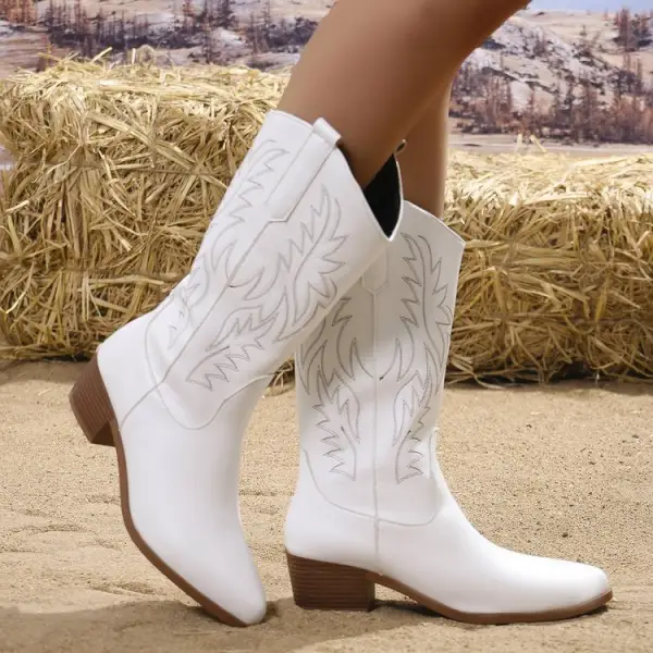 Women's Embroidered Knight High Western Boots - Trisunshine.com 