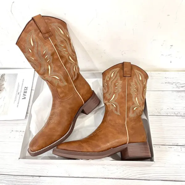 Womens Vintage Embroidered Western Boots - Trisunshine.com 